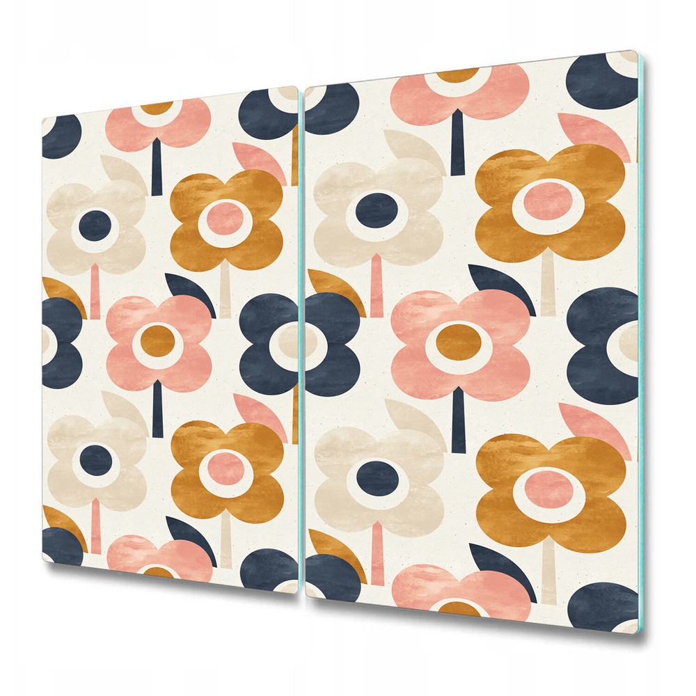 Glass Cutting Serving Board Scandinavian Colourful flowers Watercolour 2x30x52