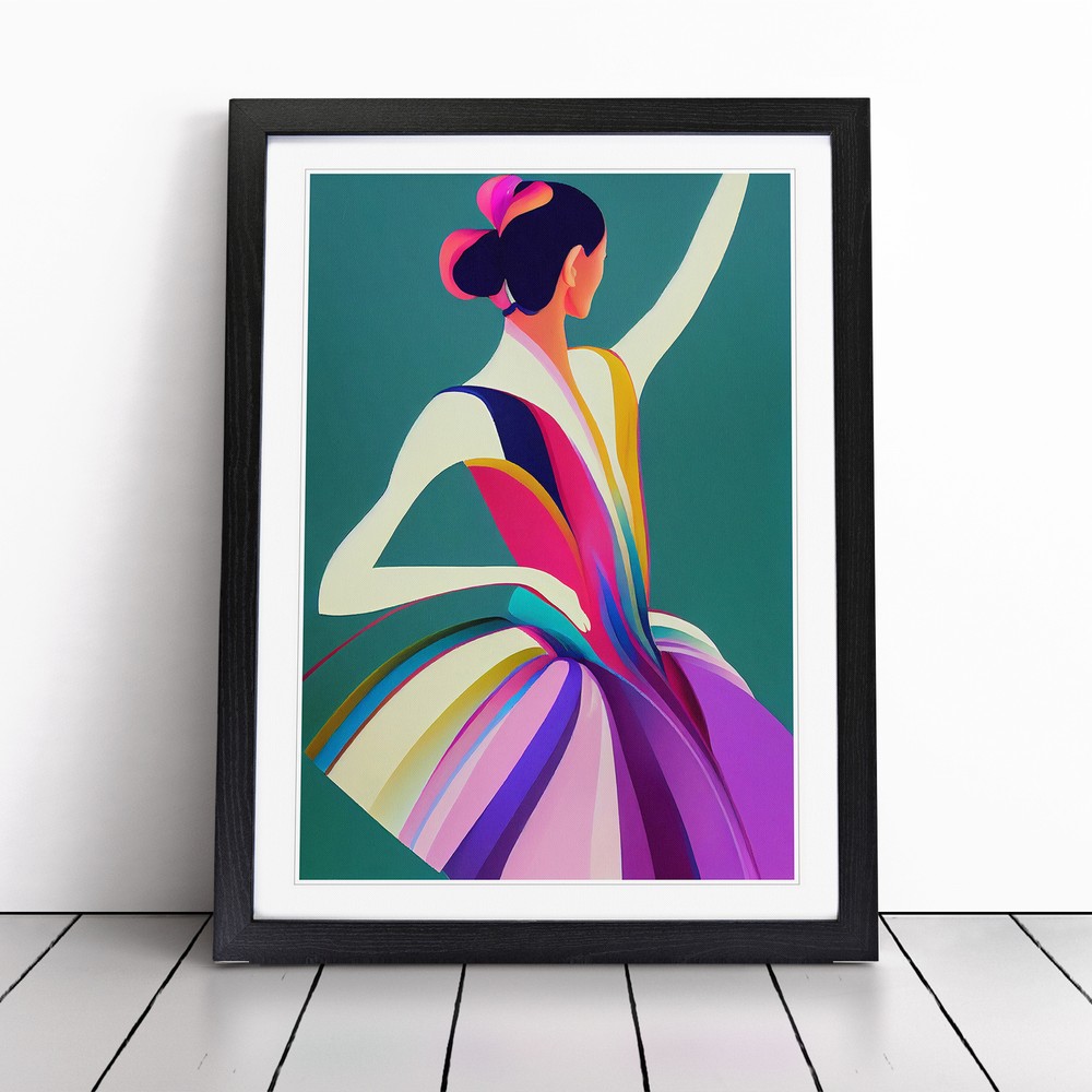 Pop Art Ballerina No.2 Wall Art Print Framed Canvas Picture Poster Decor