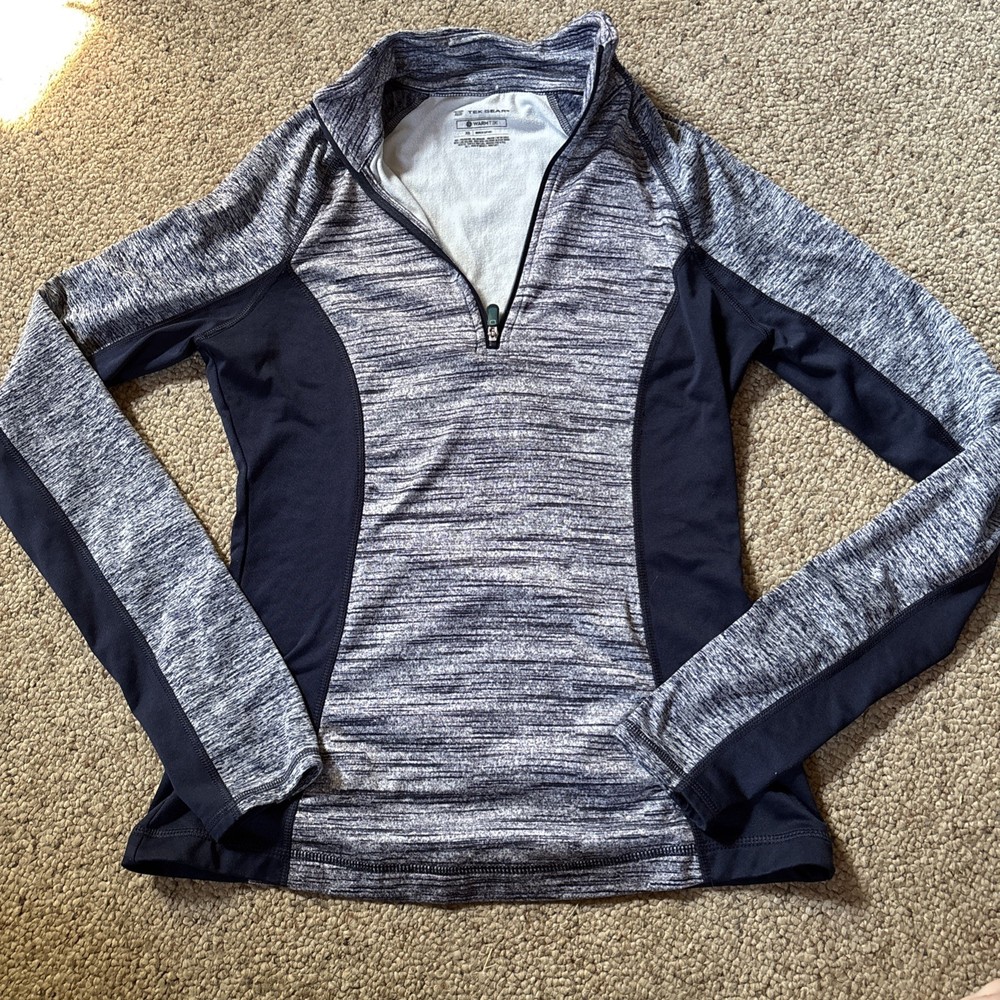 Tek Gear Womens Warm Tek 1/4 Zip Pullover Fleece Top Size S Blue XS