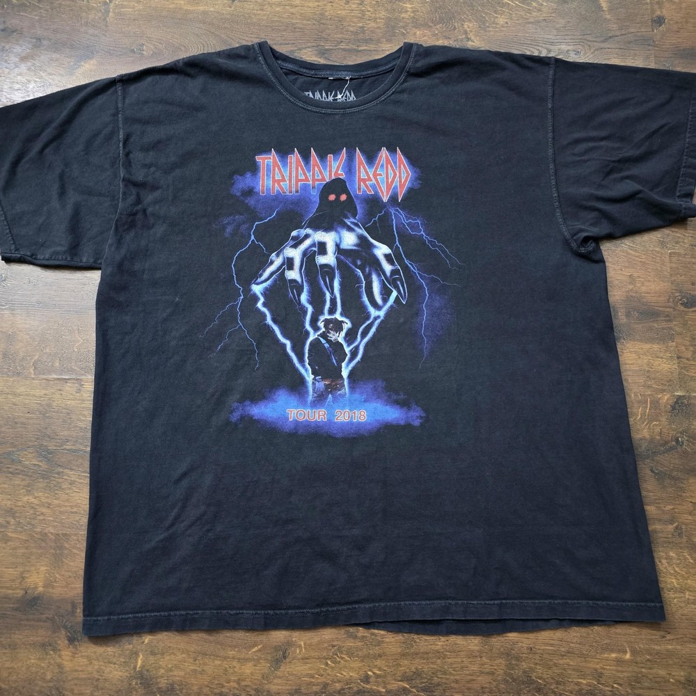 Trippie Redd Shirt Mens 2XL Black 2018 Tour Lightning Graphic Hip Hop Tee