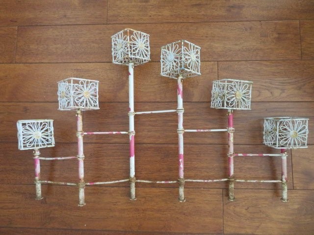 Adjustable Vintage Display Stand 6 DISPLAY HOLDERS Flower Design Pink White