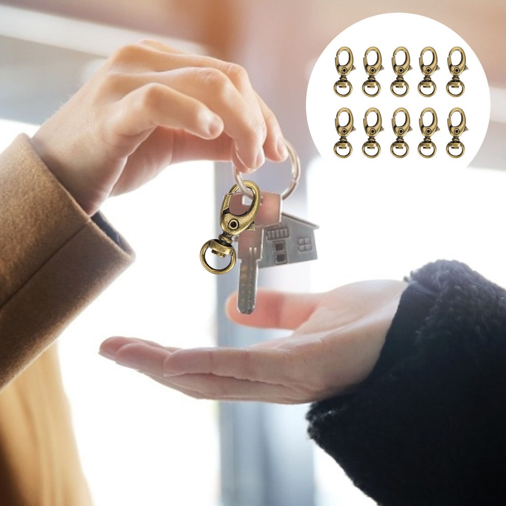 10Pcs Lobster Clasp Green Patina Zinc Alloy Rotating Hook Buckle Luggage Jewelry