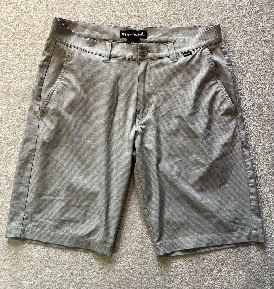 Travis Mathew Starnes Shorts Mens 32 Light Gray Striped Golf Performance Stretch