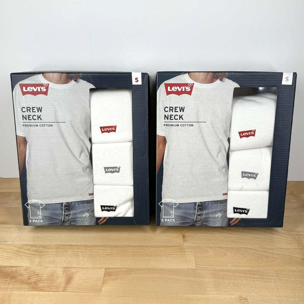 Levis Shirts Mens Small 6-Pack Crew Neck Cotton T-Shirts White Levis NEW