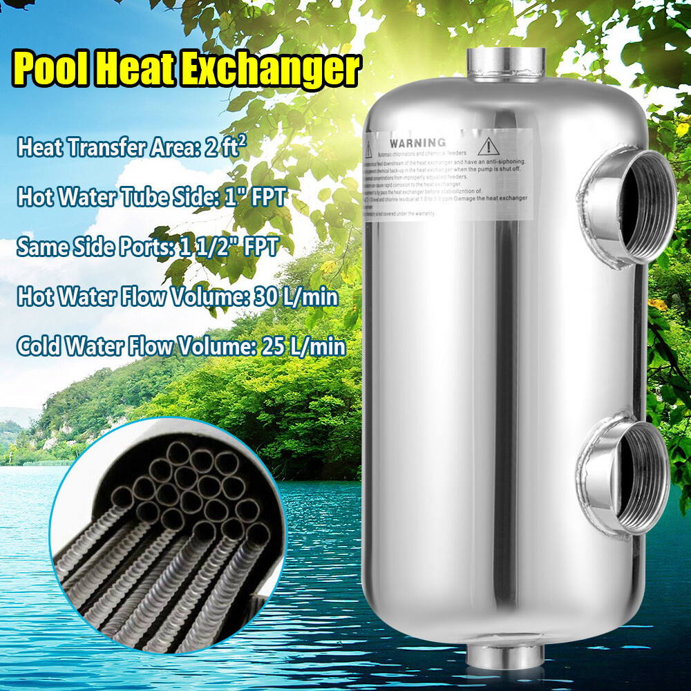 Stainless Steel Tube & Shell Heat Exchanger 95K BTU Same Side 1