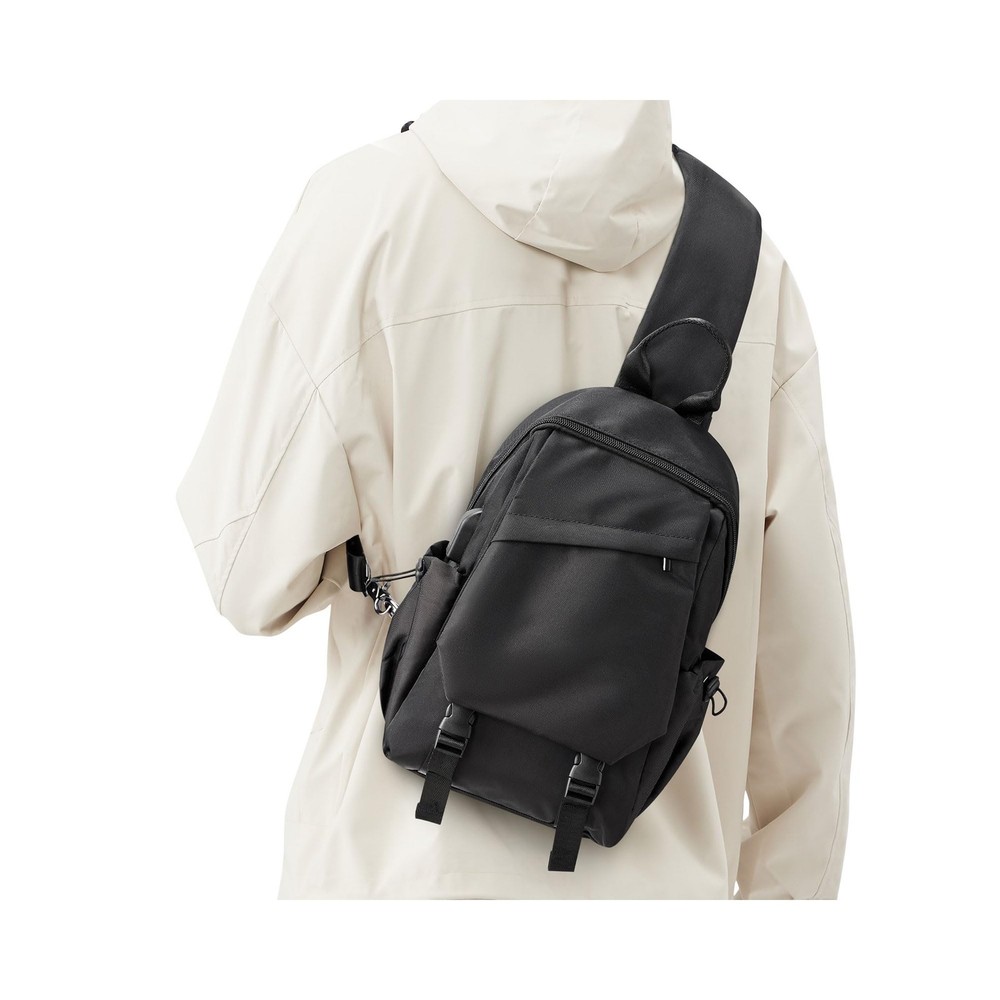 Black Sling Bag for Men Women Mini Anti Theft Motorcycle Chest Pack Crossbody...
