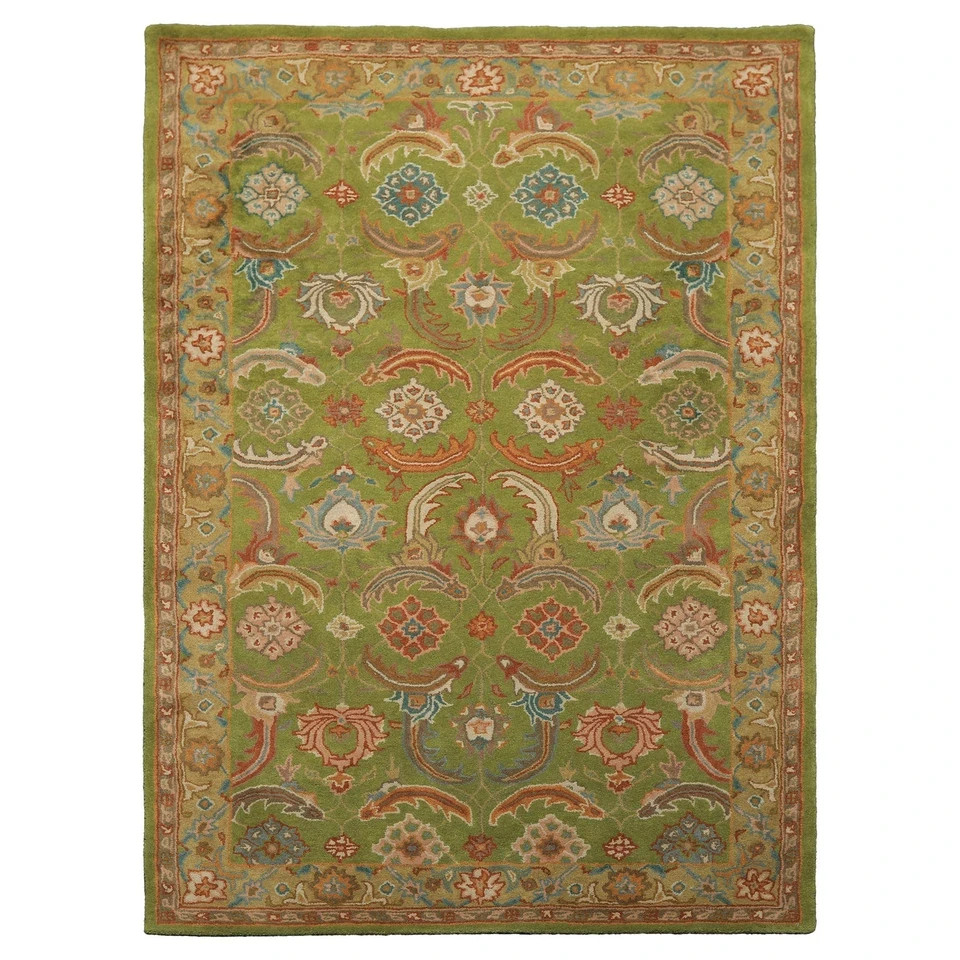 Multi Size Hand Tufted 100%Wool Lime William Morris Arts & Crafts Plush Pile Rug