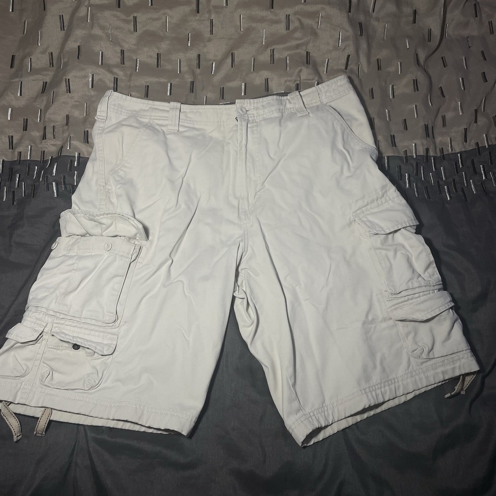Lee Dungarees Men's White Cargo Shorts Cotton Multi Pockets -Size 34