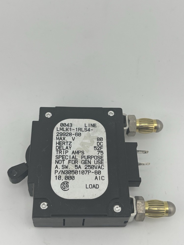 60 Amp Airpax Circuit Breaker IMLK1-1RLS4-29928-60 1 pole
