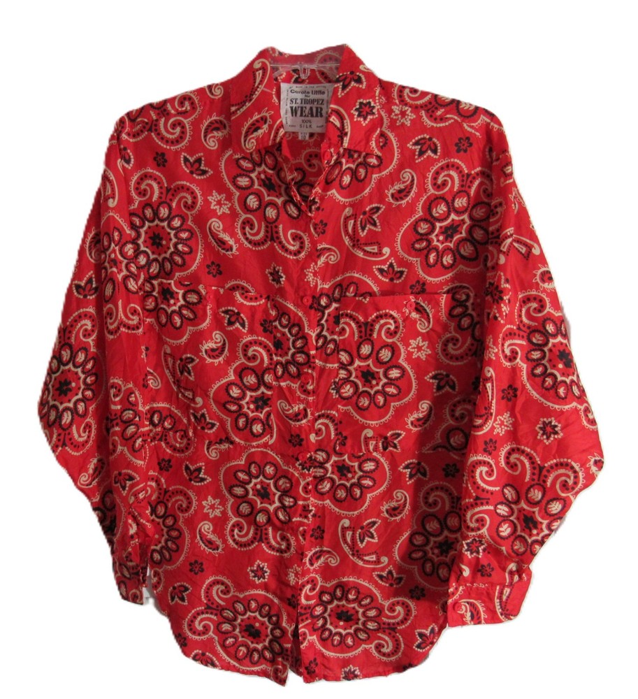 Carole Little for St Tropez Wear Vintage Silk Long Sleeve Blouse Size 10