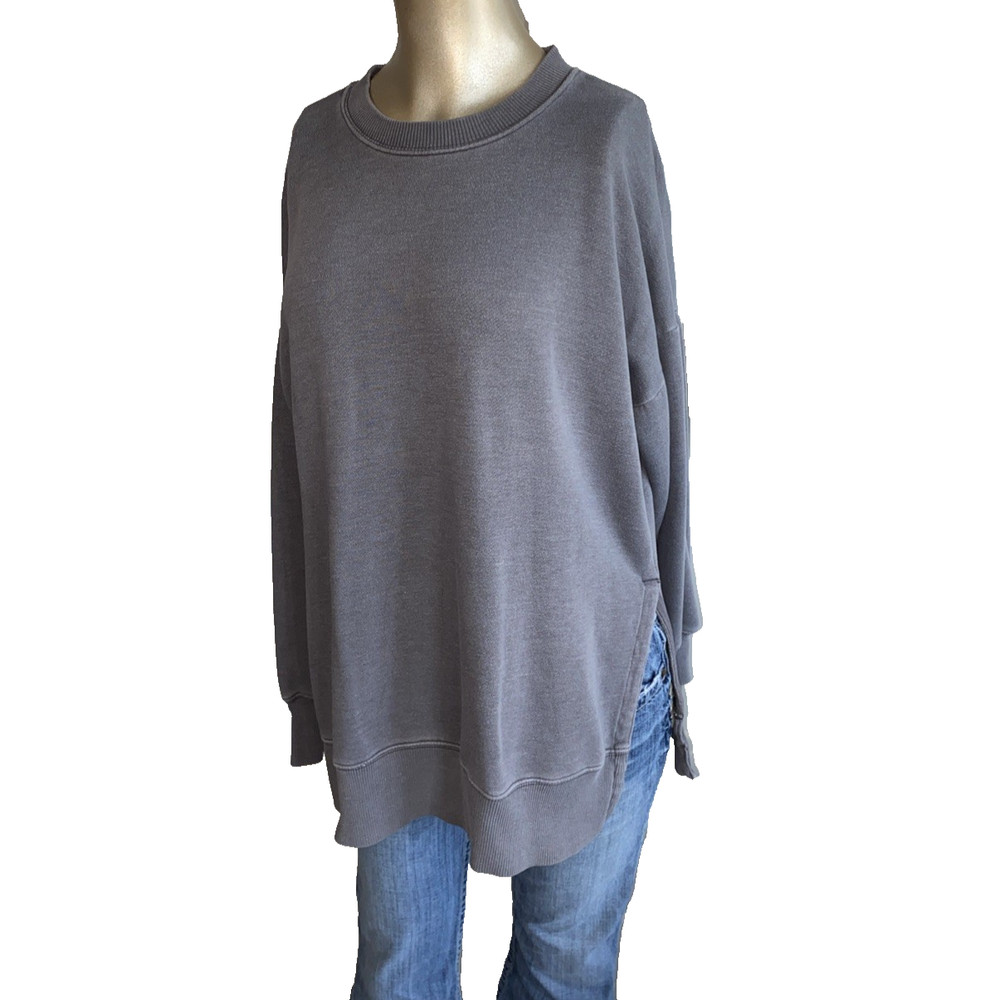 Aerie Sweatshirt Women S Gray Crewneck Pullover Long Sleeve Slouchy Oversized