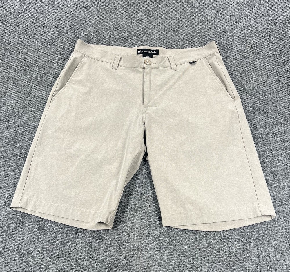Travis Mathew Shorts Mens 34 Tan Khaki Beige Chino Golf Performance Stretch