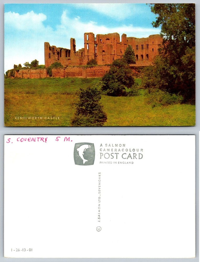 Kenilworth Castle Ruins England Vintage Postcard J. Salmon Cameraphoto