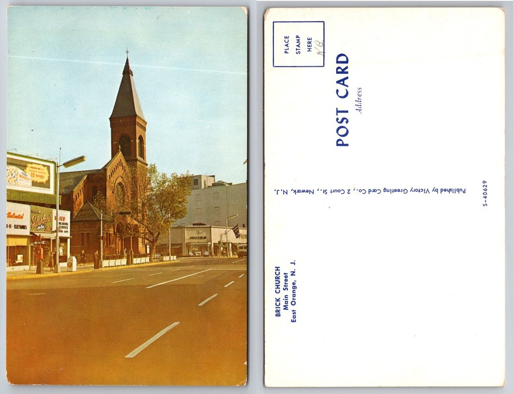 Brick Church East Orange NJ Street View Postcard
