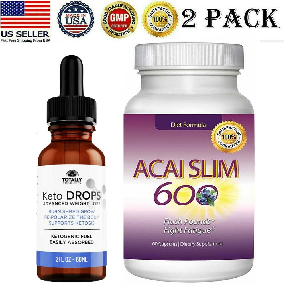 Keto Drops Ketogenic Fuel & Acai Berry Slim Weight Loss Dietary Capsules Combo-image