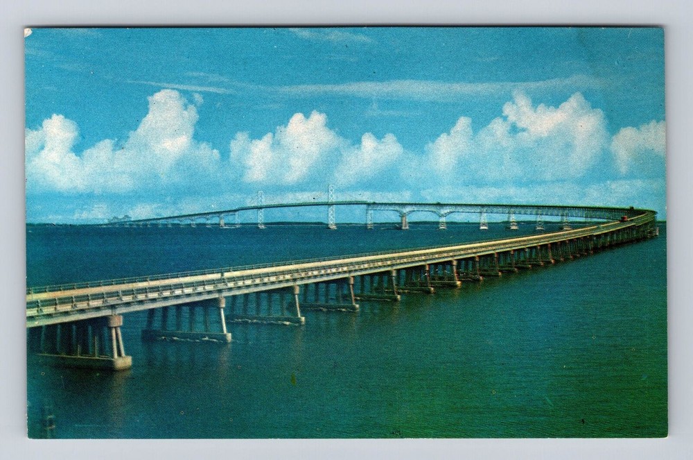 Chesapeake MD-Maryland, Chesapeake Bay Bridge, Antique Vintage Souvenir Postcard