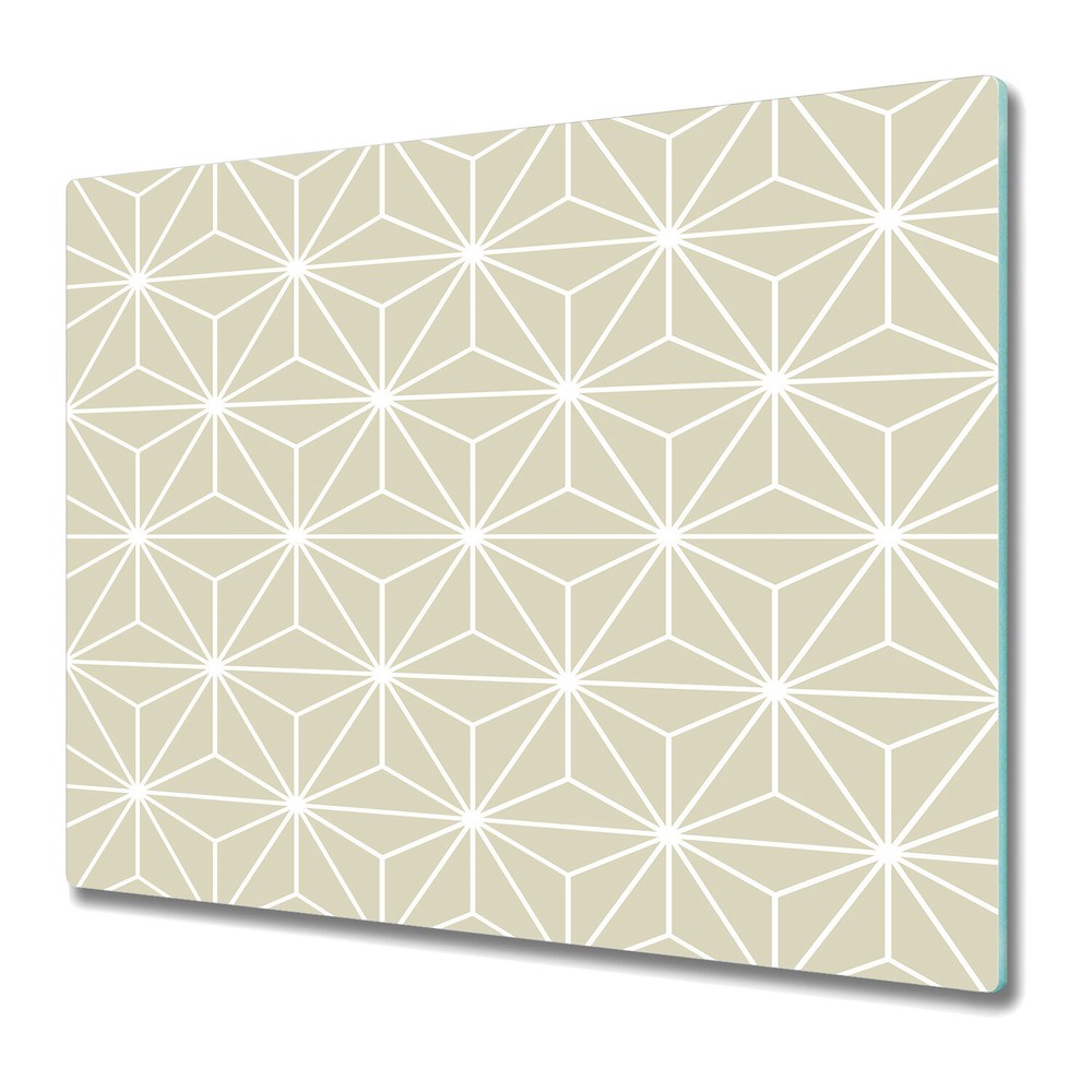 Glass Worktop Kitchen Chopping Board Geometric texture grey and white 60x52