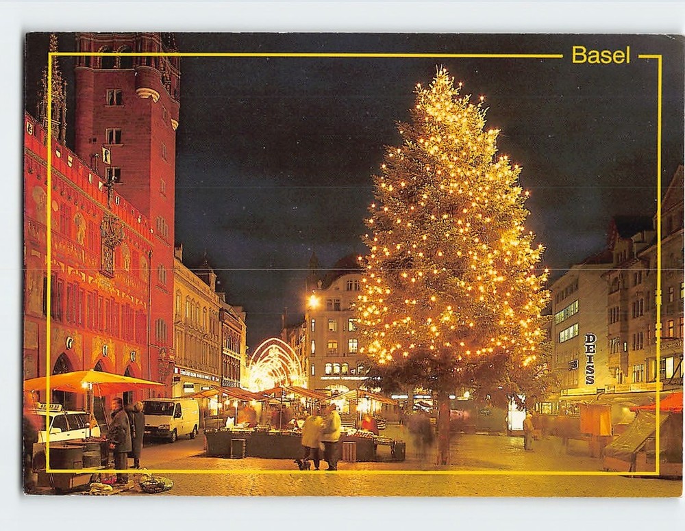 Postcard Weihnachtsbeleuchtung Basel Switzerland