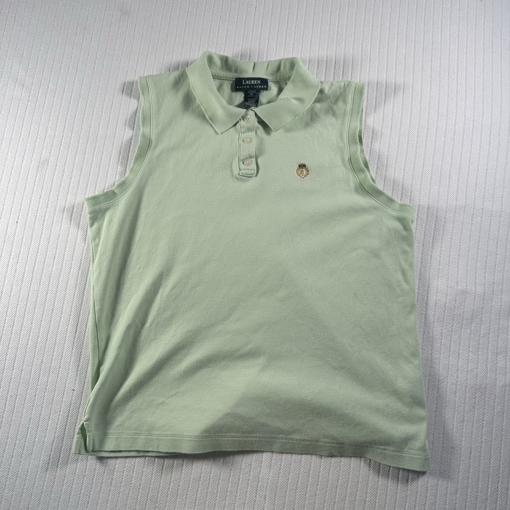 Ralph Lauren Women’s XL Light Green Sleeveless Polo Shirt Classic Logo Preppy