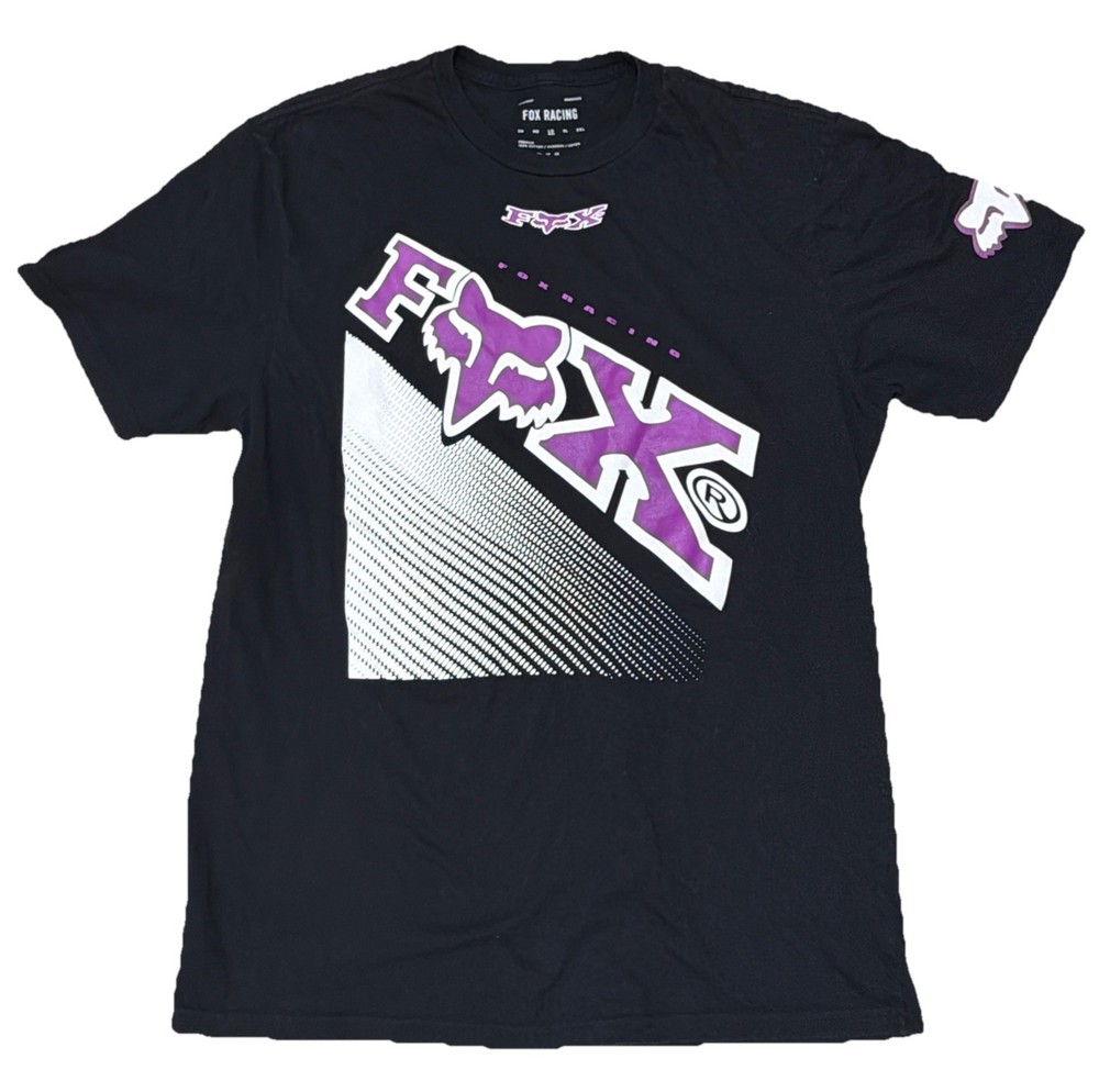 Fox Racing Graphic T Shirt Men’s Large Black Purple Moto BMX Graphic Tee