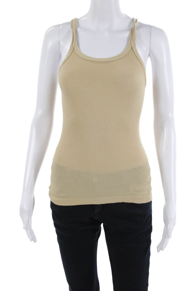 Re/Done Women Camisole Top Beige Cotton Round Neck 90s Basic Size SFree Shipping in US $100+ Orders | $6.95 Orders Below