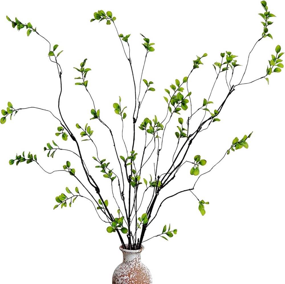 4 Pcs Artificial Ficus Branches Faux Eucalyptus Stems 47.2 Inch Fake Greenery