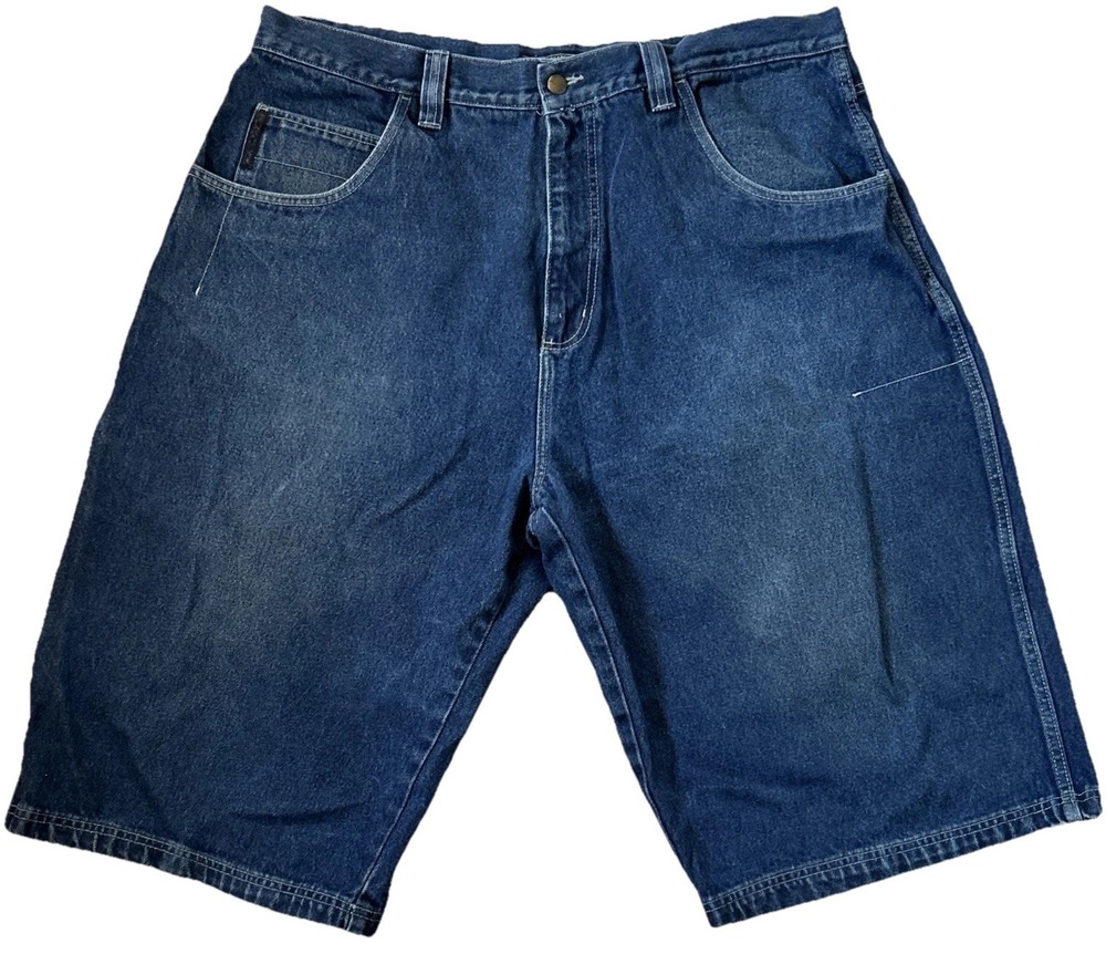2000s Y2K Baggy FUBU Shorts Jorts 42 Blue Denim Skater Carpenter Hip Hop 90s