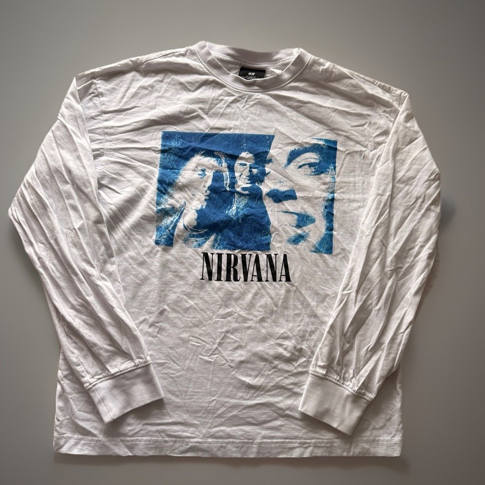 Nirvana Long Sleeve T Shirt H&M Men’s Size S In Color White