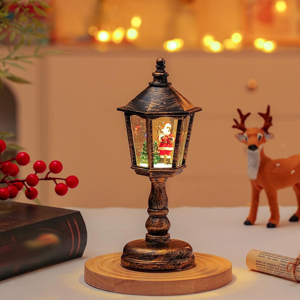 Christmas Snow Globe Lantern Glitter Light up Musical Home Decor Xmas Ornament