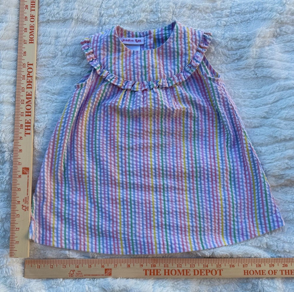 Jessica Ann Toddler 3T Girls Rainbow Pinstriped Dress