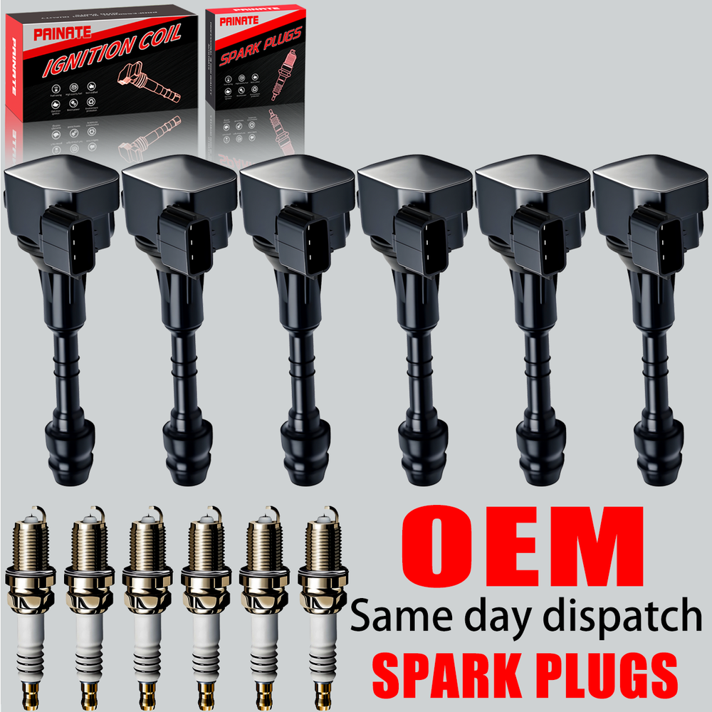 6X OEM Ignition coil & Iridium Spark Plug For Nissan Frontier Xterra Quest UF349