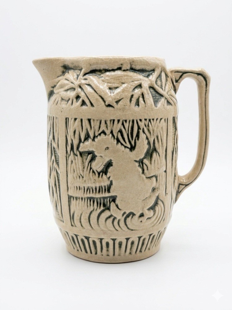 Vintage Weller Ware Art Pottery Duck & Cattails Pitcher – 7