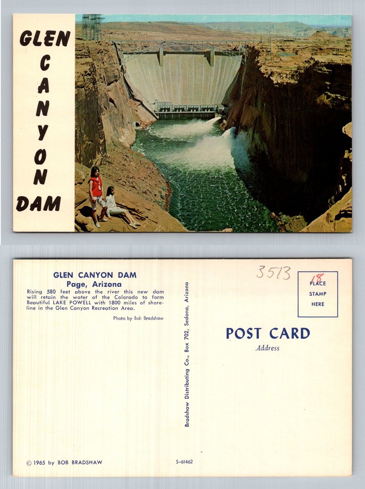 Page, AZ-Arizona, Glen Canyon Dam Colorado River Lake Powell Vintage Postcard