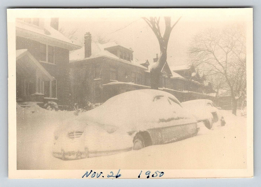 Vintage Old Outdoor Antique Photo Picture Home House Car Packard Snow Winter