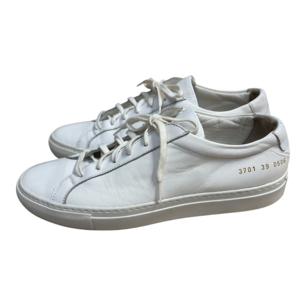 Woman’s Common Projects Achilles Low White Leather Sneakers Size 9 Made Italy-image