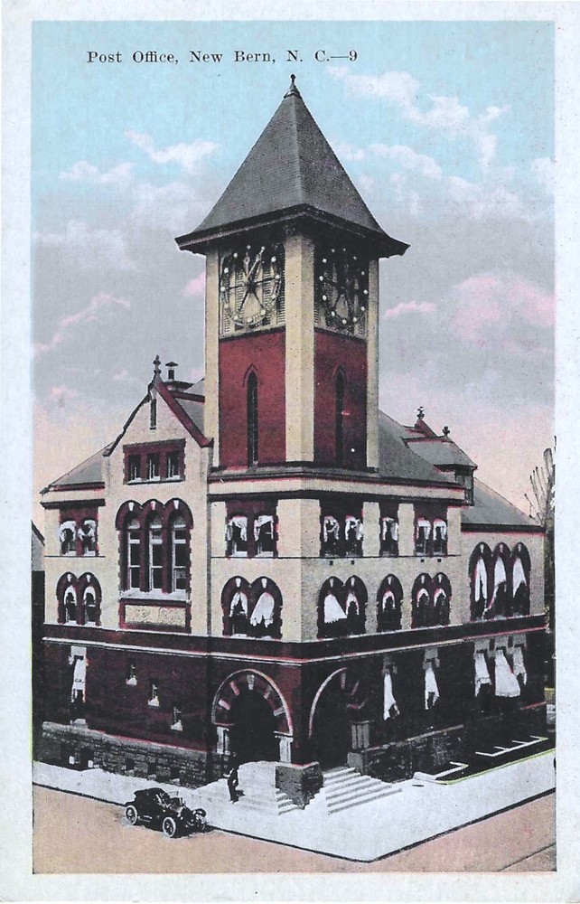 c1920s New Bern North Carolina NC US Post Office UNP Postcard