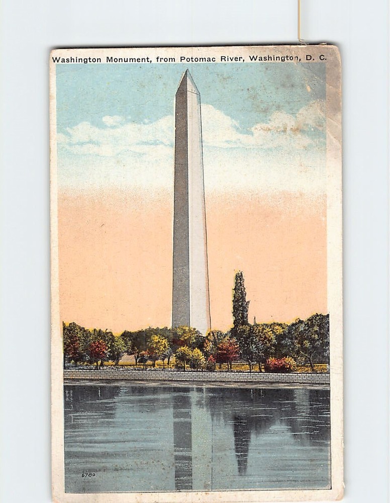 Postcard Washington Monument from Potomac River Washington DC