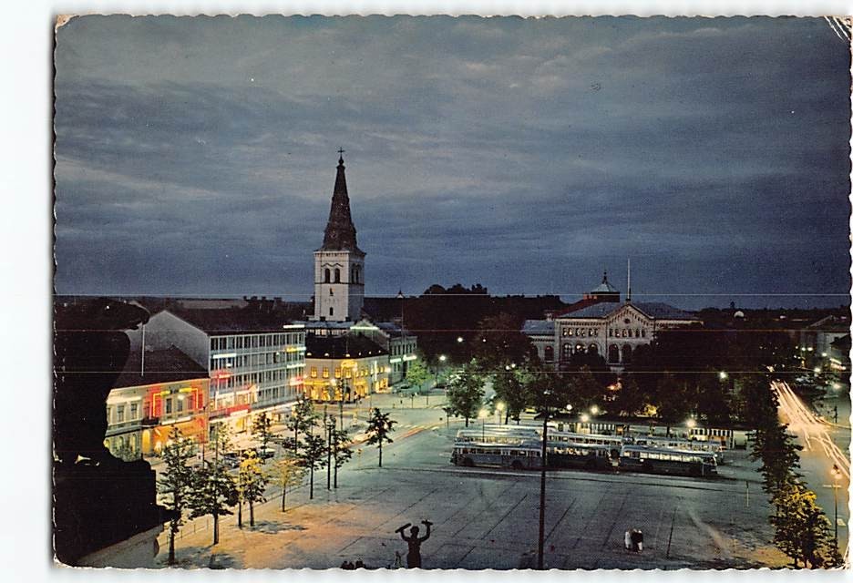 Postcard View of the Main Square and the Cathedral Karlstad Sweden