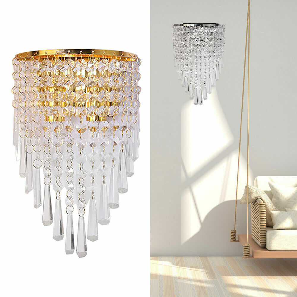 LED Modern Crystal Wall Lamp Sconce Bedroom Bedside Hallway Lighting Fixture