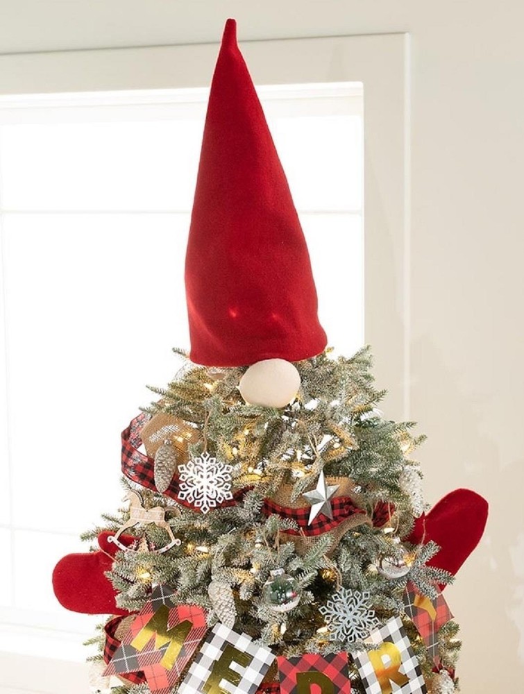 Gnome Hat, Mittens & Nose Christmas Tree Topper Decorating Kit Hat is 22