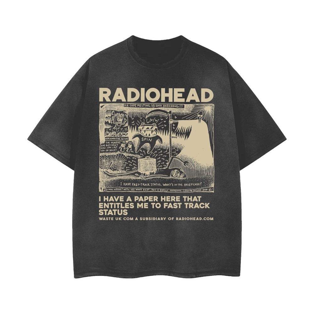 [ACID WASHED RIPPED] Radiohead Distressed Vintage Feel T-Shirt Unisex 101405