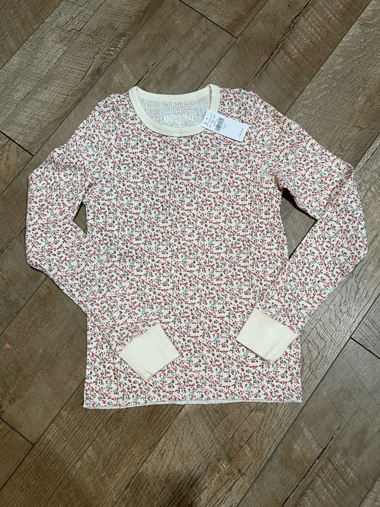American Eagle Women's Printed Floral Thermal Multi Color Top Size XS.