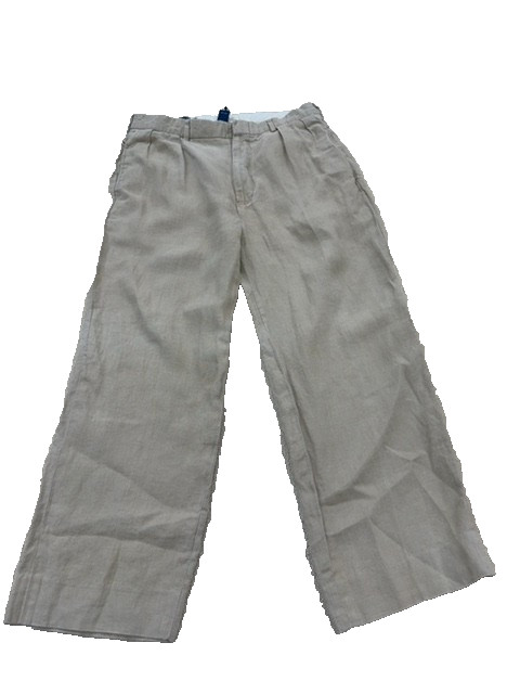 Polo Ralph Lauren Men's Beige Pleated Linen Pants Straight Leg Reg