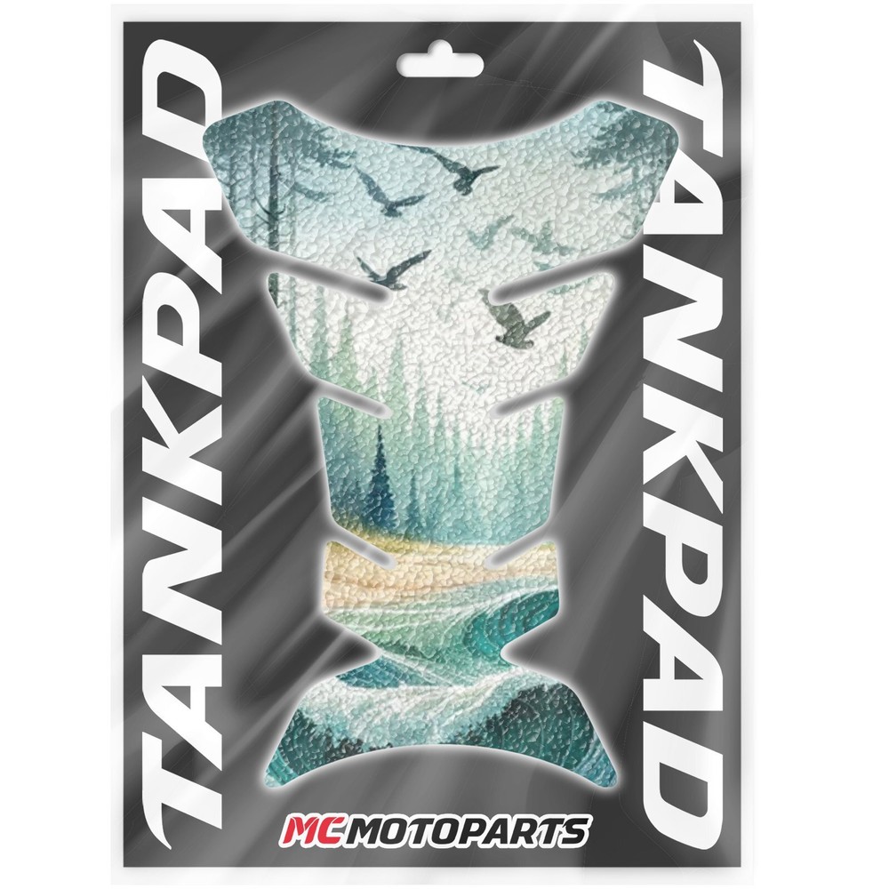 Gas Tank Pad Durable Tank Sticker Mystical Forest and Ocean Waves Design #111