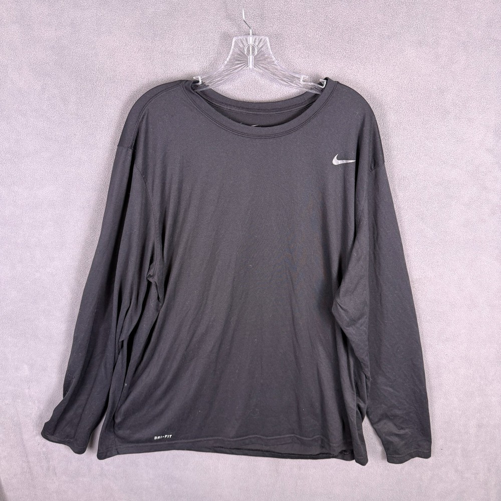 The Nike Tee Mens Athletic Cut T Shirt Long Sleeve 3XL Black Gym Dri-Fit
