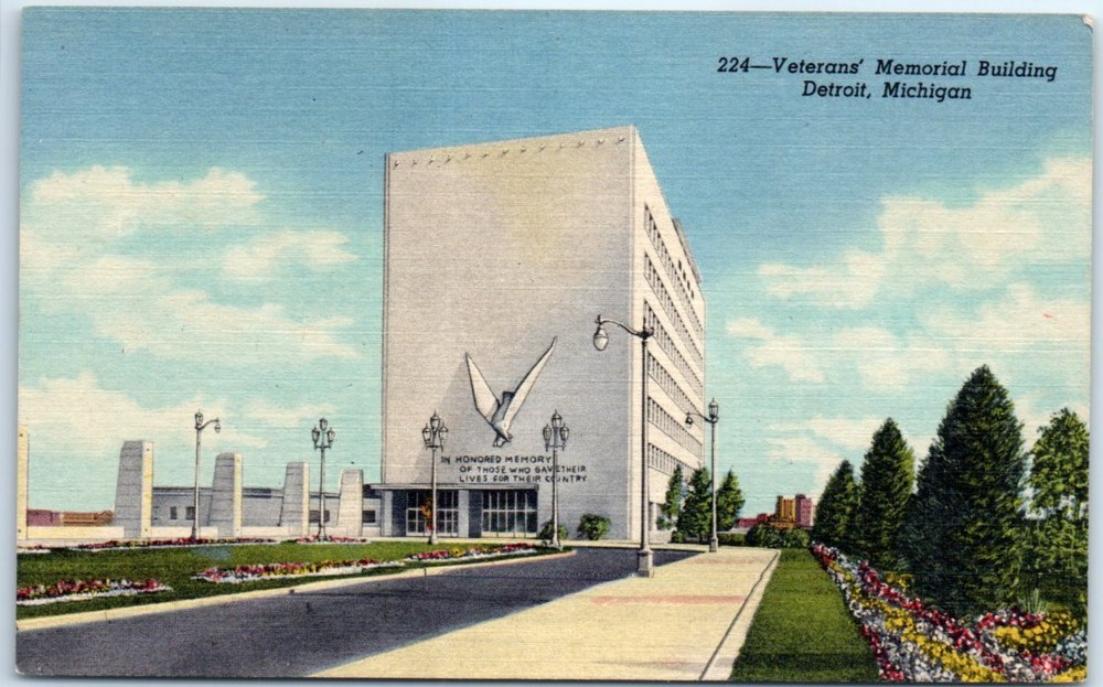 Postcard - Veteran's Memorial Building, Detroit, Michigan