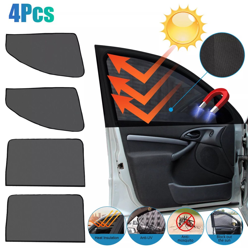4× Universal Car Side Window Sun Shade Sunshade Visor Mesh Screen Shield Cover