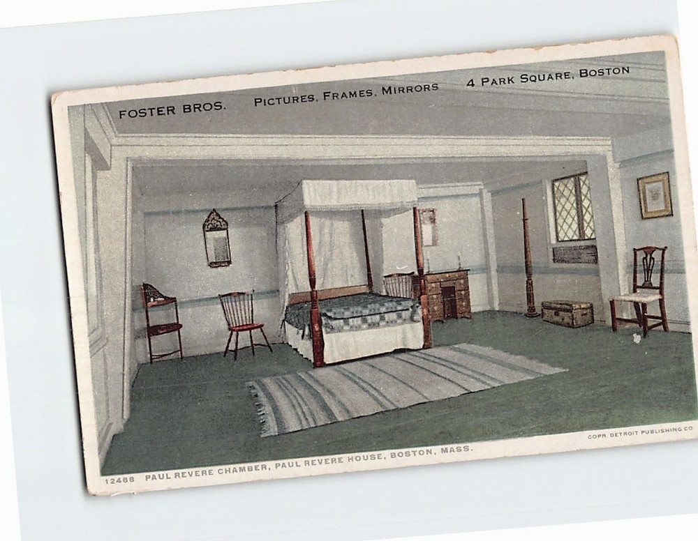 Postcard Paul Revere Chamber Paul Revere House Boston Massachusetts USA