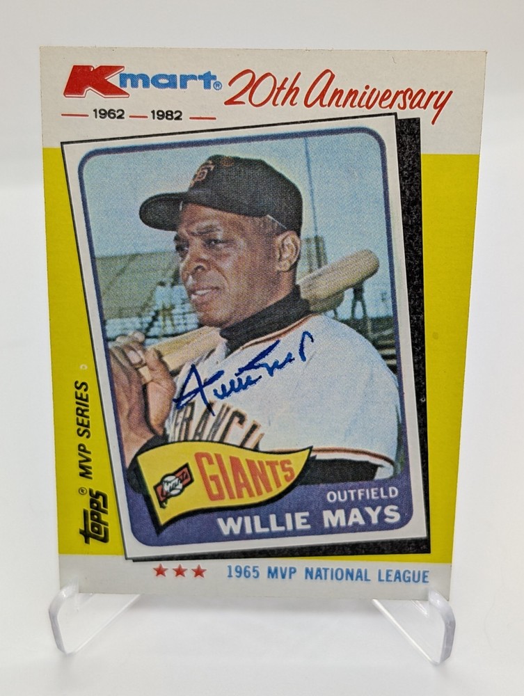 1982 Topps Kmart MVP Series Willie Mays Autographed Card COA