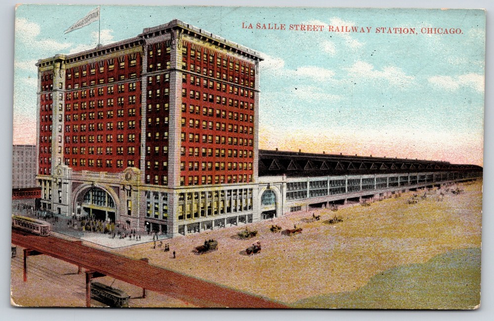Transport~View Of La Salle Street Railway Station~Chicago IL~Vintage Postcard